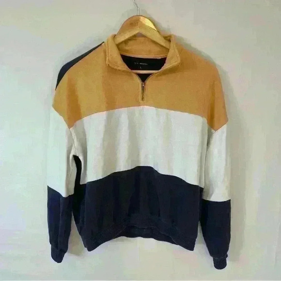 L.A. Hearts 1/4 Zip Pull On Sweater Size Medium Blue, White and Yellow - Picture 1 of 5